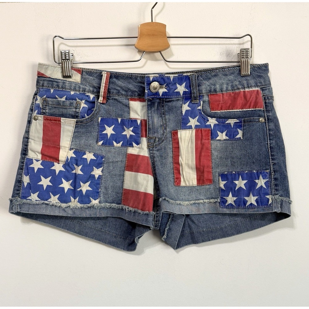 lei Jean Shorts 11 Ashley Low Rise Americana Rolled Cuff Flag‎ Patriotic Summer